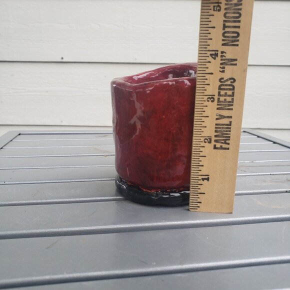 Handmade Hand Thrown Ceramic Glazed Kitsch Motor Cross Rider Helmet Planter Cup - Picture 9 of 9